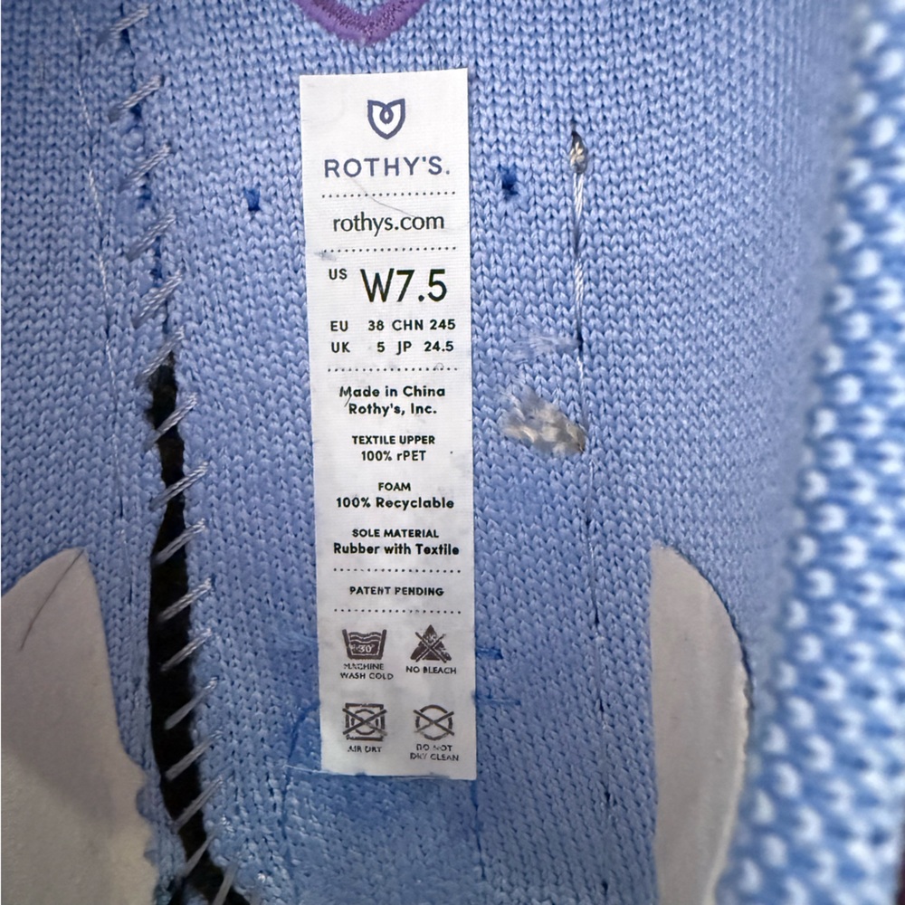 Rothy's The Driver Sky Slip On Loafer Blue Lavender Heel Stripe Size 7.5 - Picture 13 of 13